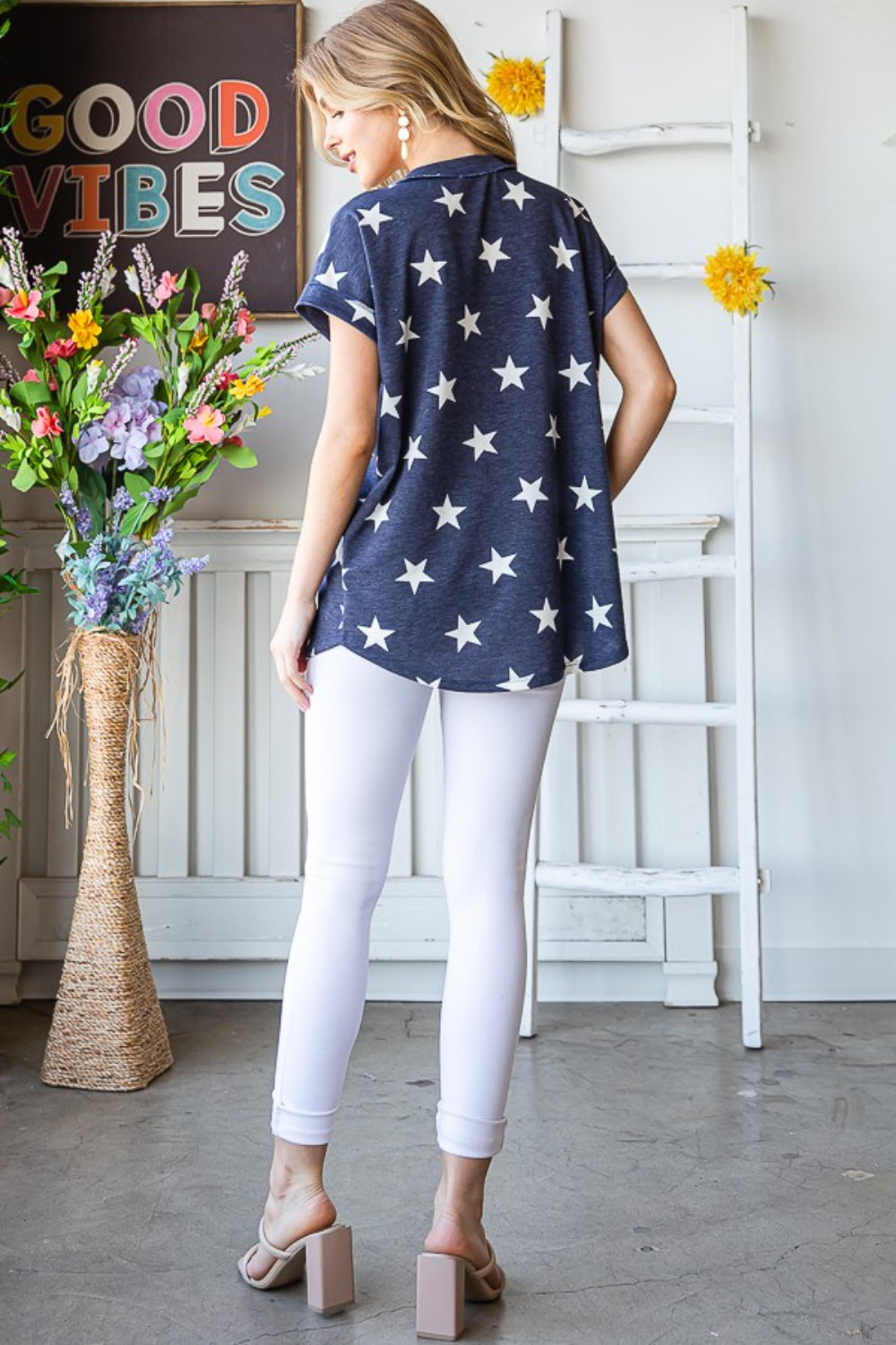 Heimish Full Size Star Print V-Neck Short Sleeve T-Shirt Heimish Full Size Star Print V-Neck Short Sleeve T-Shirt